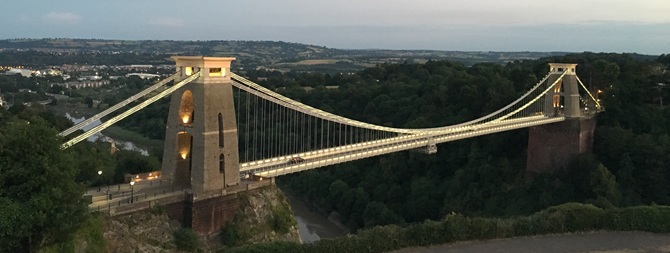 View of Clifton Suspension Bridge from Bristol Observatory Roof